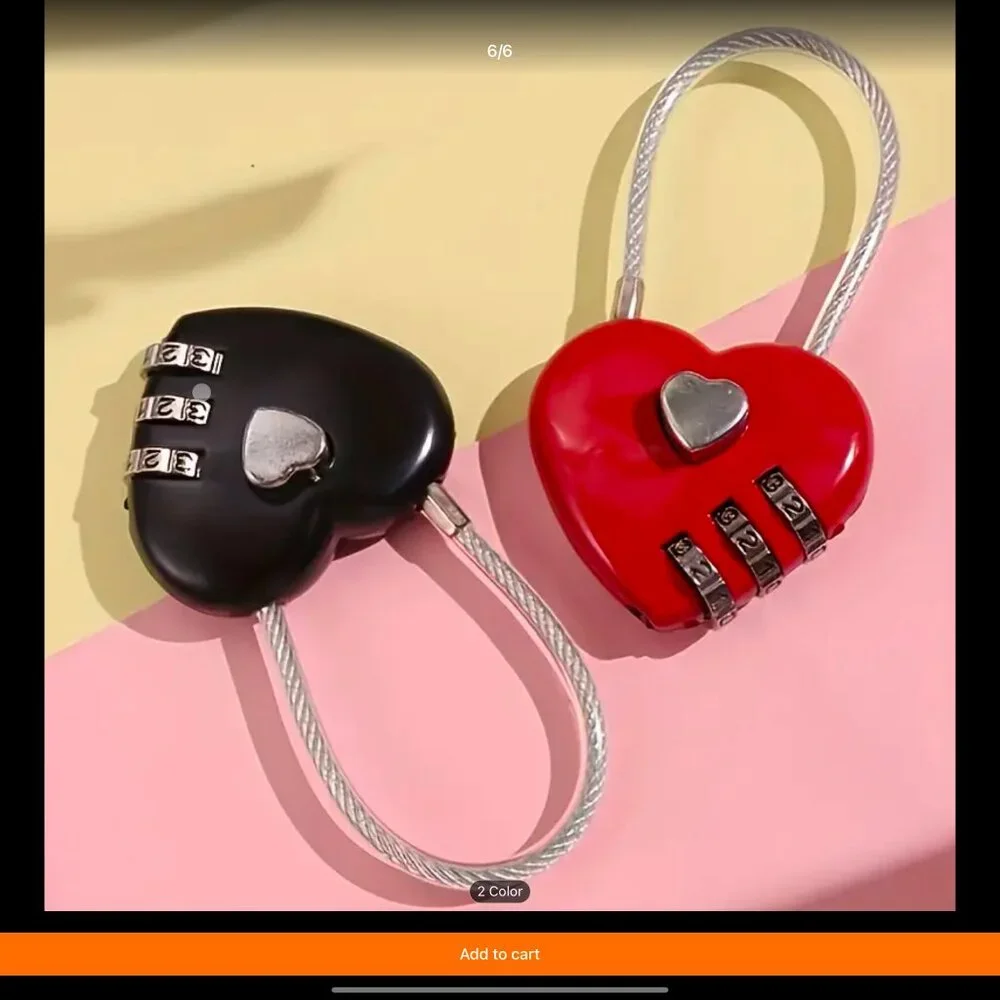 red black heart locks